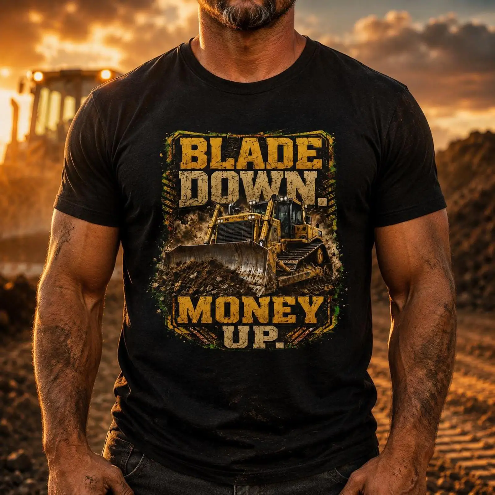 Heavy Equipment Operator Shirts - เสื้อยืดนักขับรถดันดิน Blade Down Money Up สำหรับคนงานก่อสร้างเครื่องจักรกลหนัก
